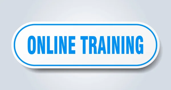 Онлайн-тренувальний знак. онлайн тренування округлої синьої наклейки. онлайн-тренінги — стоковий вектор