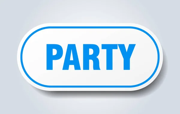 Parti işareti. parti yuvarlak mavi etiket. Parti — Stok Vektör