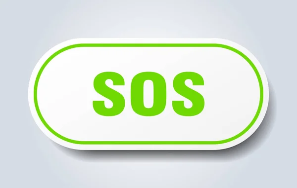 Sos işareti. sos yuvarlak yeşil etiket. sos — Stok Vektör