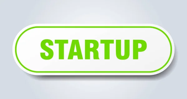 Opstart teken. Startup ronde groene sticker. Opstarten — Stockvector