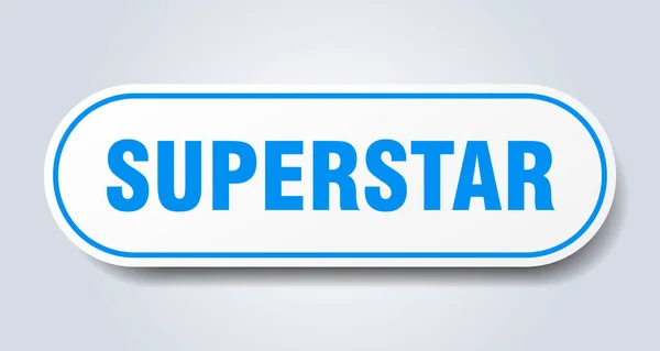 Znak Superstar. Superstar zaokrąglone niebieskie naklejki. Superstar — Wektor stockowy