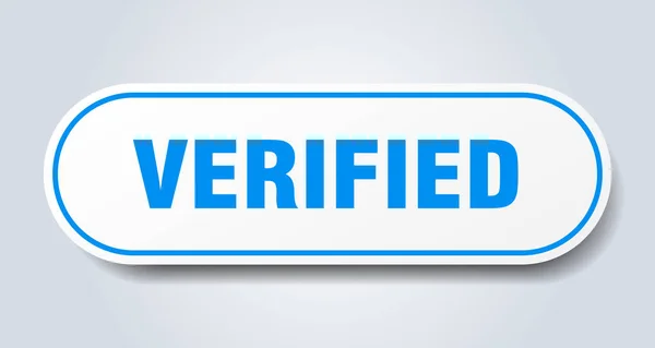 Señal verificada. etiqueta engomada azul redondeada verificada. verificado — Archivo Imágenes Vectoriales