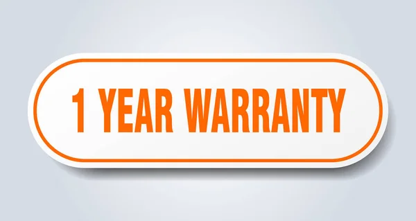 1 year warranty sign. 1 year warranty rounded orange sticker. 1 year warranty — Stock Vector