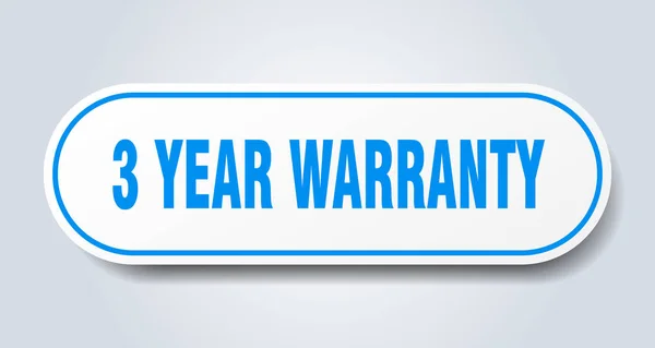 3 años de garantía. 3 años de garantía redondeada etiqueta engomada azul. Garantía de 3 años — Archivo Imágenes Vectoriales