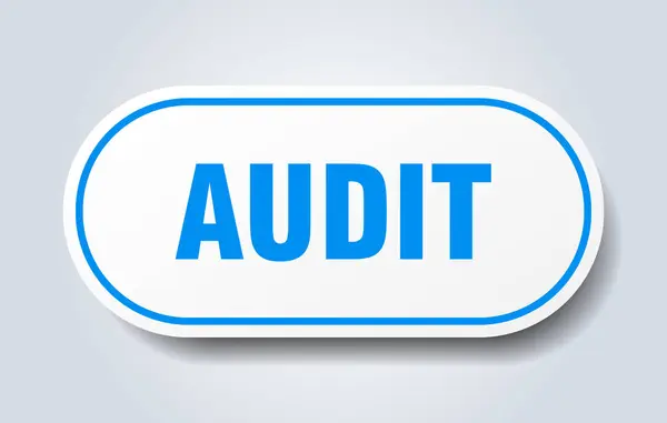 Značka auditu. Auditovat zaoblený modrý štítek. Auditu — Stockový vektor