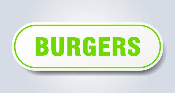 Hamburgare skylt. hamburgare rundad grön klistermärke. Hamburgare — Stock vektor