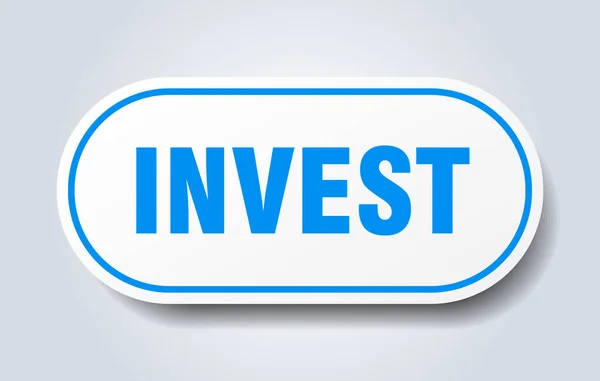 Investire segno. investire arrotondato adesivo blu. investire — Vettoriale Stock