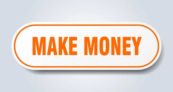 Hacer señal de dinero. ganar dinero redondeado etiqueta naranja. ganar dinero — Vector de stock