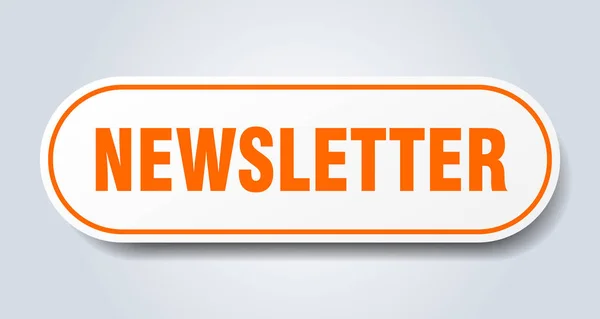 Signe de bulletin. autocollant orange arrondi newsletter. lettre d'information — Image vectorielle