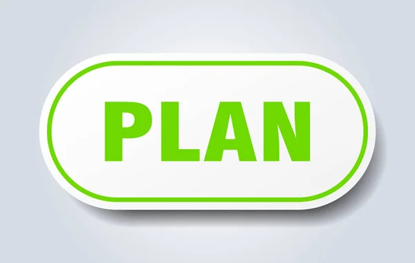 Podpisania planu. plan zaokrąglone zielone naklejki. Plan — Wektor stockowy