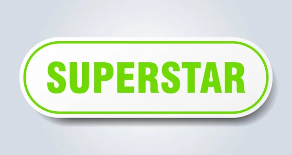 Signo de superestrella. etiqueta engomada verde redondeada superestrella. superestrella — Archivo Imágenes Vectoriales