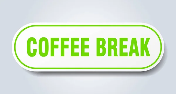 Знак перерви на каву. кава перерва округла зелена наклейка. перерва на каву — стоковий вектор