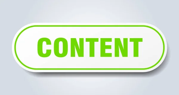 Segno di contenuto. contenuto arrotondato adesivo verde. contenuto — Vettoriale Stock