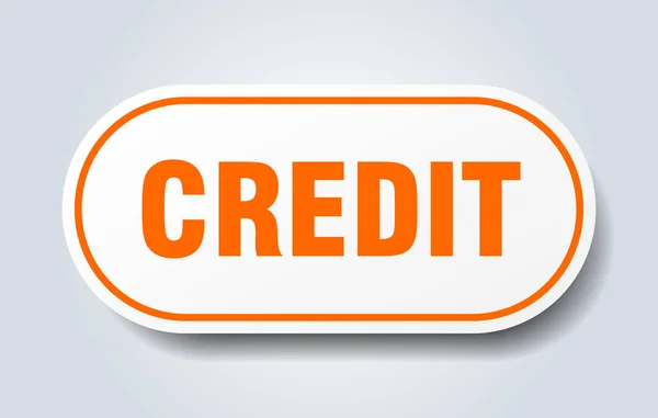 Kredi işareti. kredi yuvarlak turuncu etiket. Kredi — Stok Vektör