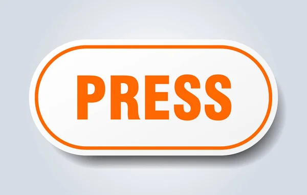 Press sign. press rounded orange sticker. press — Stock Vector