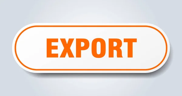 Exportera tecken. Exportera rundad orange klistermärke. Exportera — Stock vektor