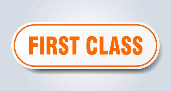 Eerste klas teken. eerste klasse afgeronde oranje sticker. eersteklas — Stockvector