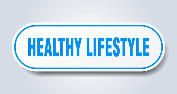 健康的なライフスタイルの兆候。健康的なライフスタイル丸みを帯びた青いステッカー。健康的なライフスタイル — ストックベクタ