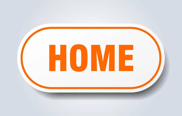 Home teken. Home afgerond oranje sticker. Home — Stockvector