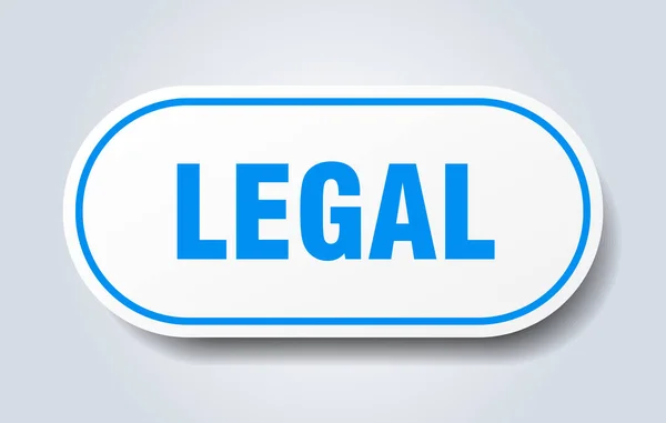 Znakiem prawnym. prawna zaokrąglona niebieska naklejka. Prawnych — Wektor stockowy