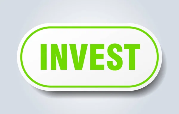 Invest sign. invest rounded green sticker. invest — Stock Vector