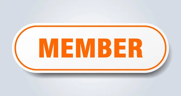 Mitgliedsunterschrift. Mitglied abgerundete orange Aufkleber. Mitglied — Stockvektor