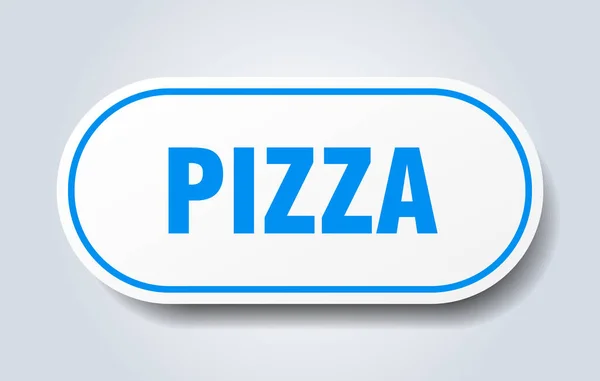 Cartello della pizza. pizza arrotondata adesivo blu. pizza — Vettoriale Stock