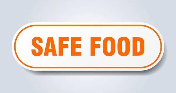 安全な食品の看板。安全な食品丸みを帯びたオレンジ色のステッカー。安全な食品 — ストックベクタ