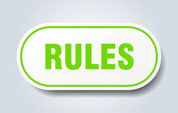 Le regole firmano. regole arrotondato adesivo verde. regole — Vettoriale Stock