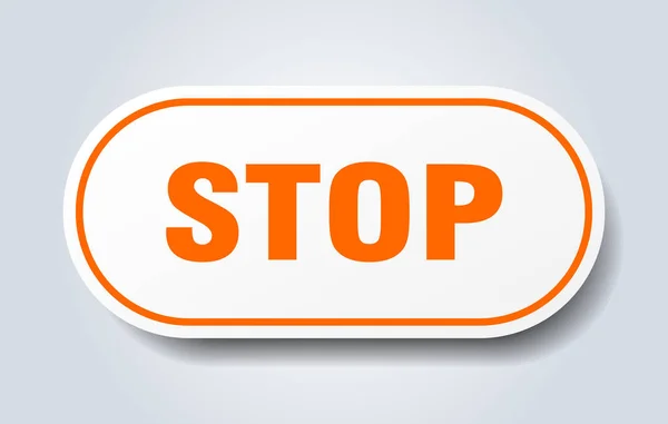 Señal de stop. detener pegatina naranja redondeada. Detente. — Vector de stock