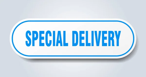 Señal de entrega especial. entrega especial etiqueta engomada redondeada azul. entrega especial — Archivo Imágenes Vectoriales