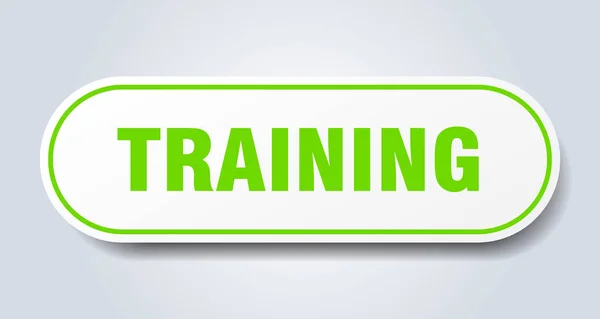 Навчальний знак. тренування округлої зеленої наклейки. навчання — стоковий вектор