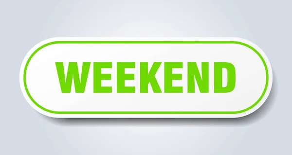 周末标志。周末圆形绿色贴纸。周末 — 图库矢量图片