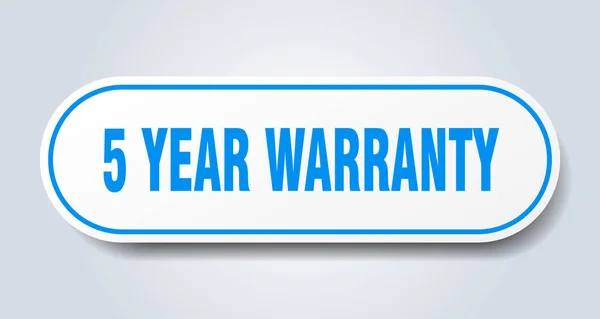 5 year warranty sign. 5 year warranty rounded blue sticker. 5 year warranty — Stock Vector