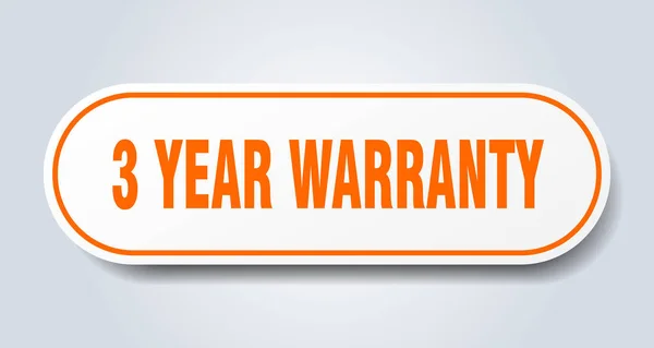 3 év garancia-jel. 3 év garancia lekerekített narancssárga matrica. 3 év garancia — Stock Vector