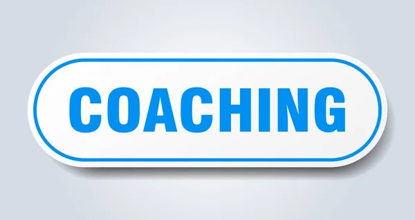 Enseigne d'entraîneur. autocollant coaching arrondi bleu. coaching — Image vectorielle