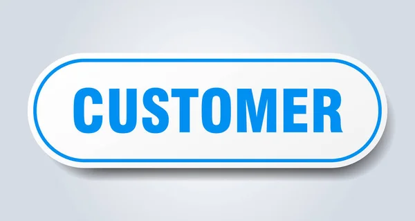 Segno del cliente. cliente arrotondato adesivo blu. cliente — Vettoriale Stock