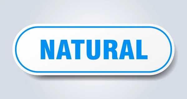 Signo natural. etiqueta engomada azul redondeada natural. naturales — Vector de stock