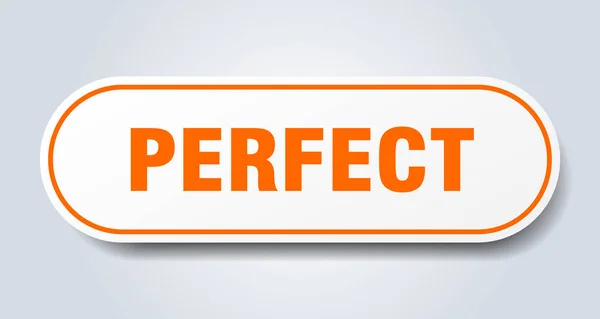 Perfect sign. perfect rounded orange sticker. perfect — Stock Vector