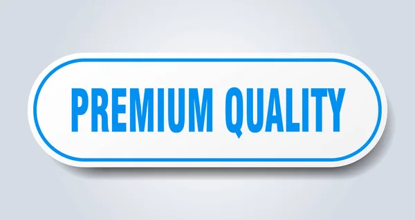Signo de calidad premium. etiqueta engomada azul redondeada de primera calidad. calidad premium — Vector de stock