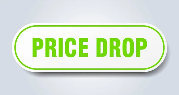 Segno di calo dei prezzi. prezzo goccia arrotondato adesivo verde. calo dei prezzi — Vettoriale Stock