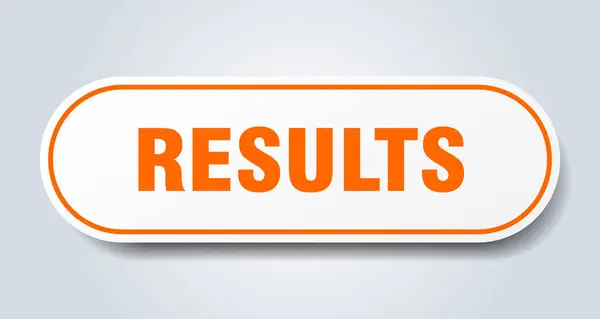 Resultaten teken. resultaten afgerond oranje sticker. Resultaten — Stockvector