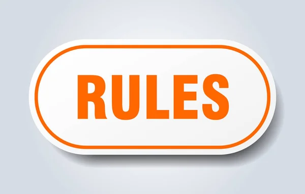 Rules sign. rules rounded orange sticker. rules — Stock Vector