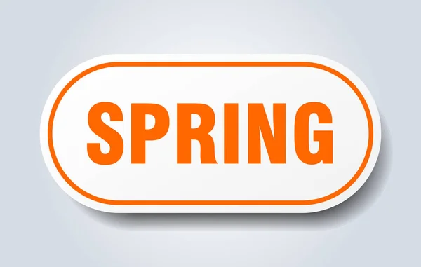 Sinal de primavera. Primavera adesivo laranja arredondado. primavera — Vetor de Stock