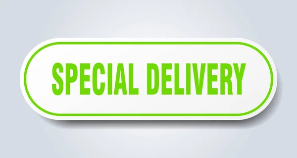 Señal de entrega especial. entrega especial etiqueta engomada verde redondeada. entrega especial — Archivo Imágenes Vectoriales