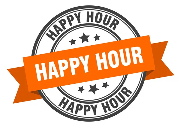 Happy Hour-etikett. Happy Hour orange band skylt. Happy Hour — Stock vektor