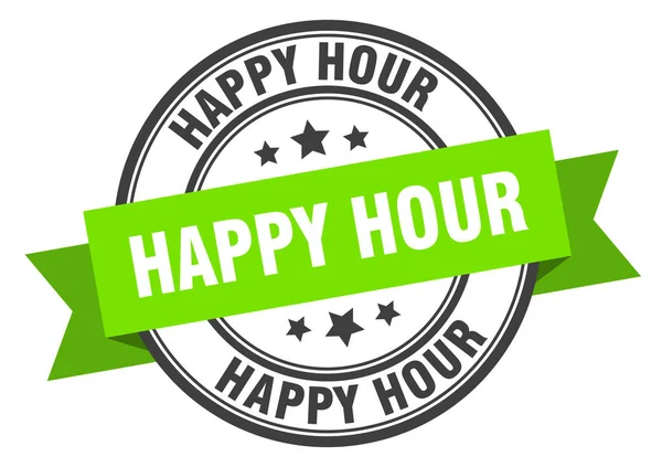 Etiqueta happy hour. happy hour sinal de banda verde. happy hour — Vetor de Stock