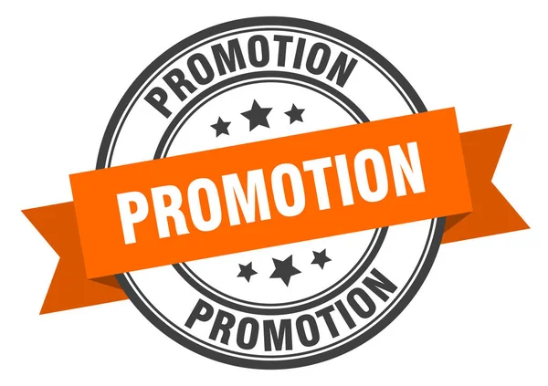 Promotion-Label. Promotion orangefarbenes Bandschild. Beförderung — Stockvektor
