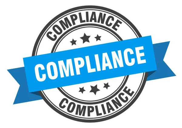 Compliance label. naleving blauwe band teken. Naleving — Stockvector