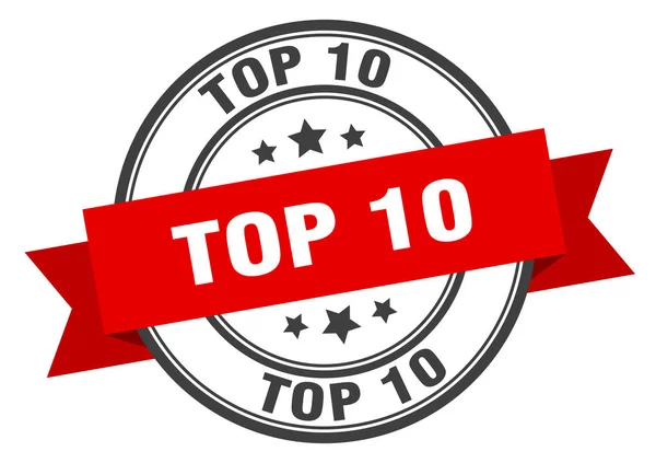 Top 10 címkét. Top 10 piros sáv jele. felső 10 — Stock Vector